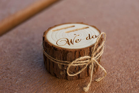 Engagement wooden ring box " We do "